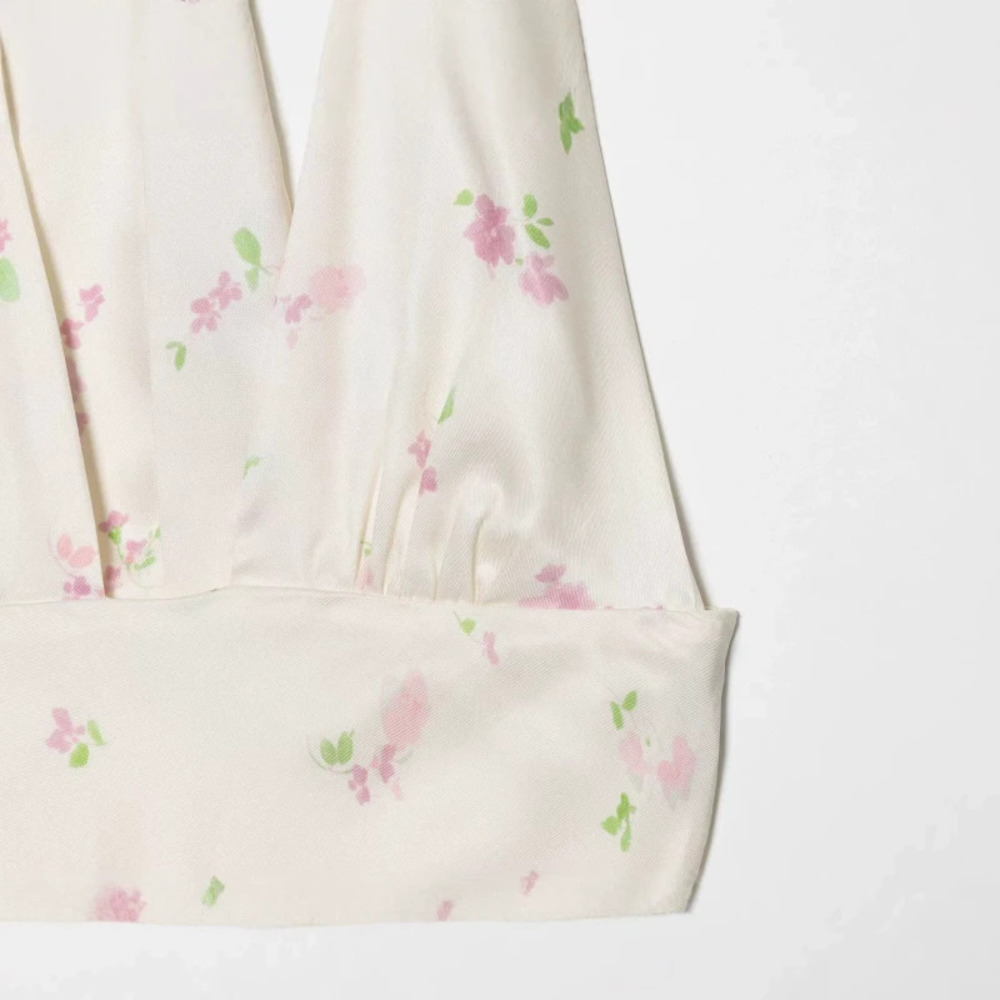 ZARA Elegant Floral Silk Satin Midi Dress